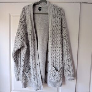 GAP Women's Gray Cable Knit Sweater, XL tall Oversized